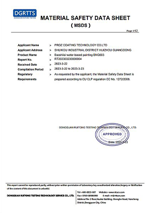 SDS - Water based coating